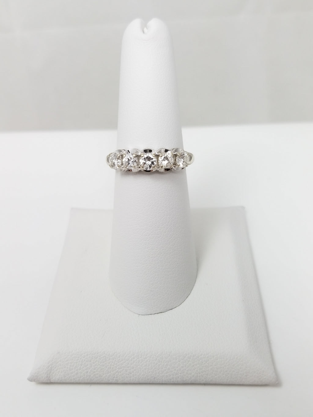 Sparkling .75ctw Five Natural Diamond 14k White Gold Ring Band