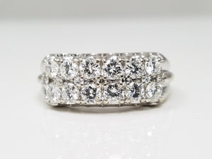 Two Row 3/4ctw Natural Diamond 14k White Gold Ring Band