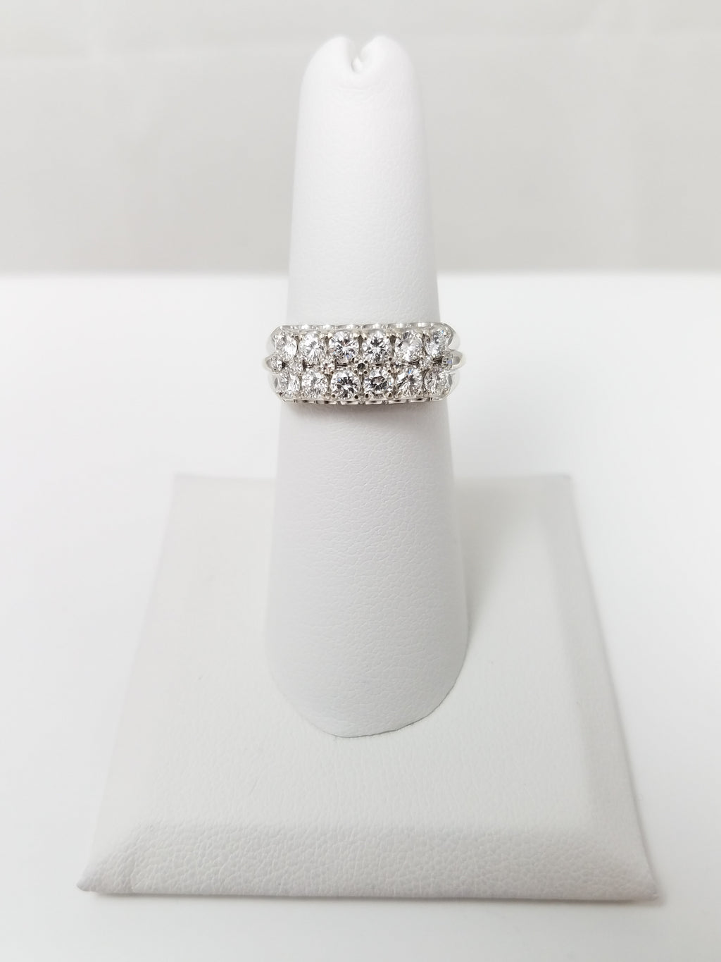 Two Row 3/4ctw Natural Diamond 14k White Gold Ring Band