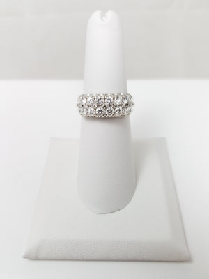 Two Row 3/4ctw Natural Diamond 14k White Gold Ring Band