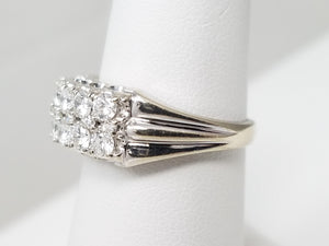 Two Row 3/4ctw Natural Diamond 14k White Gold Ring Band