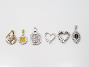 Lot of 6 Sparkling 10k Gold Diamond Pendants