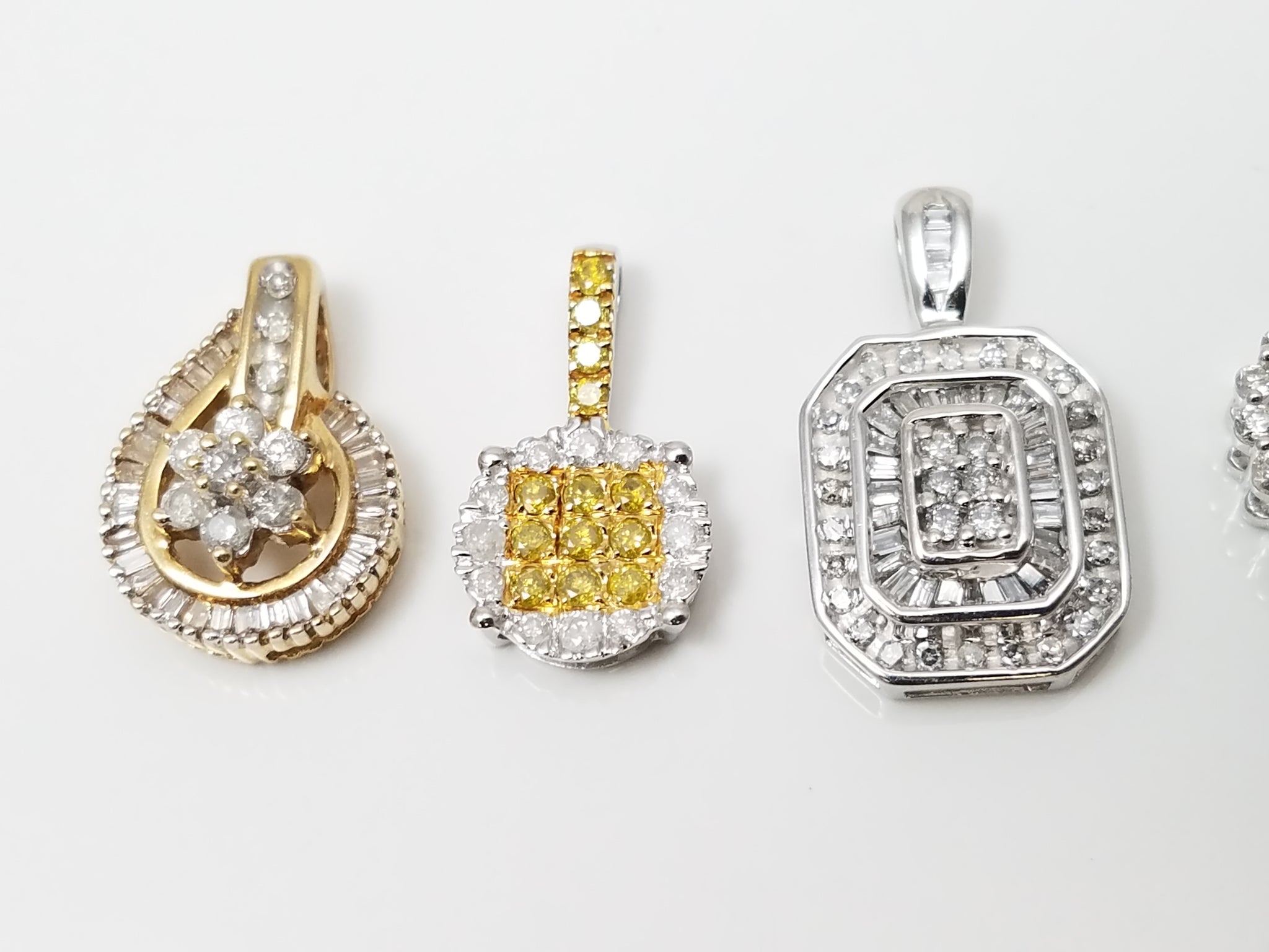 Lot of 6 Sparkling 10k Gold Diamond Pendants