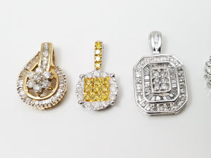 Lot of 6 Sparkling 10k Gold Diamond Pendants