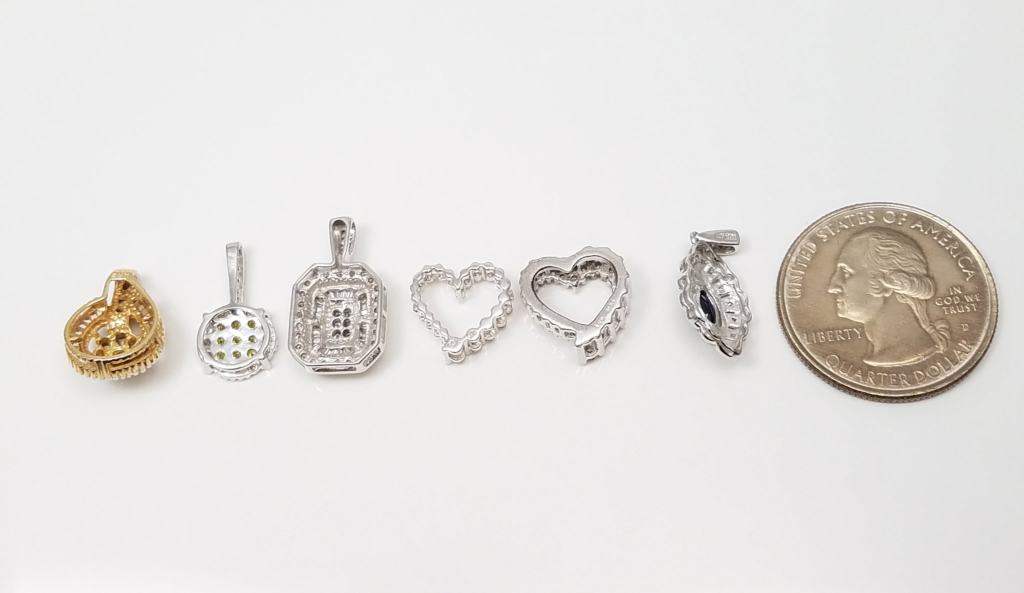 Lot of 6 Sparkling 10k Gold Diamond Pendants