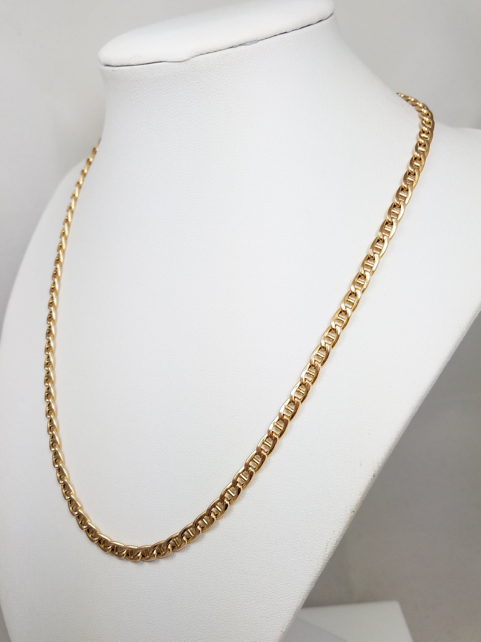 14k Yellow Gold Hollow Mariner Link 18" Necklace