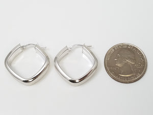 14K White Gold Square Hoop Earrings