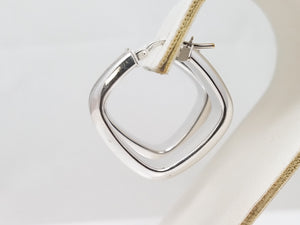 14K White Gold Square Hoop Earrings
