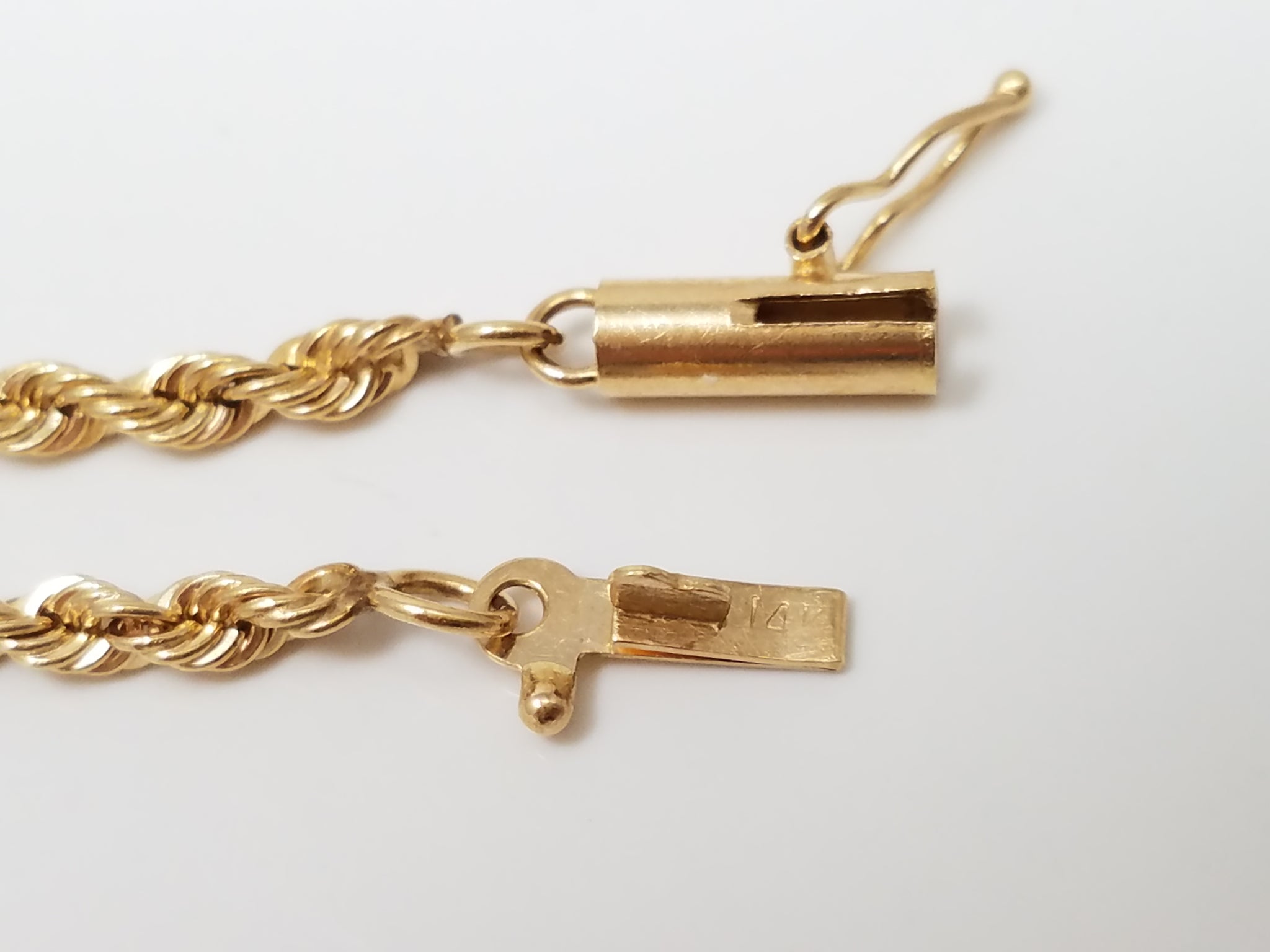 Classic 15" Solid 14k Yellow Gold Rope Chain Necklace