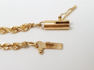 Classic 15" Solid 14k Yellow Gold Rope Chain Necklace