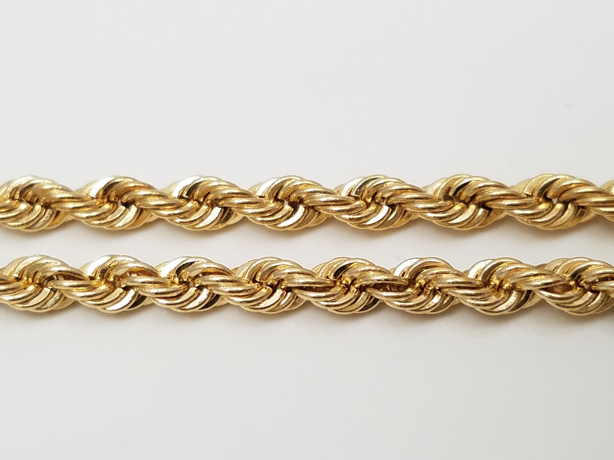 Classic 15" Solid 14k Yellow Gold Rope Chain Necklace
