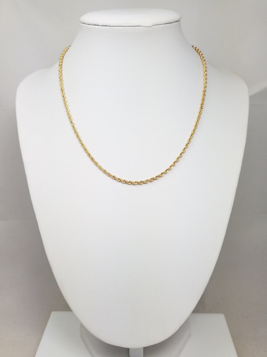Classic 15" Solid 14k Yellow Gold Rope Chain Necklace