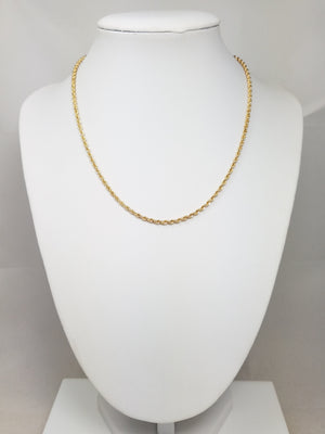 Classic 15" Solid 14k Yellow Gold Rope Chain Necklace