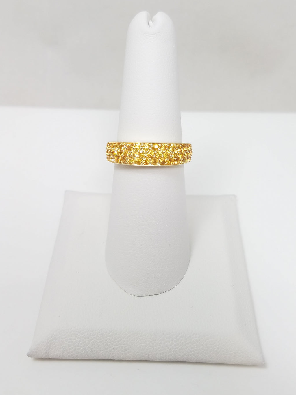Glamorous 14k Yellow Gold Natural Yellow Sapphire Ring Band