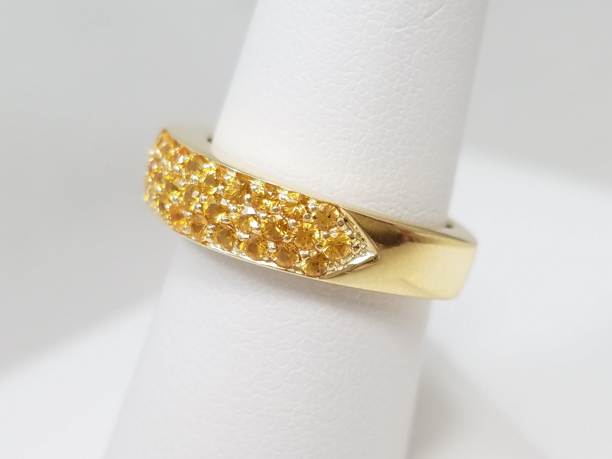 Glamorous 14k Yellow Gold Natural Yellow Sapphire Ring Band