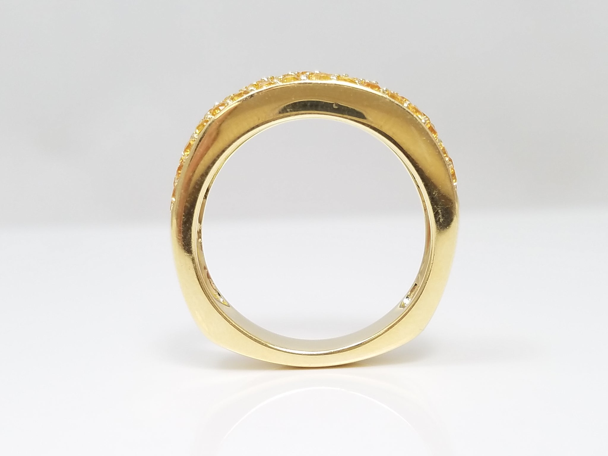 Glamorous 14k Yellow Gold Natural Yellow Sapphire Ring Band