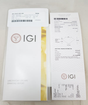 NEW IGI Certified 2.05ct Oval Brilliant Lab Grown Diamond VS1 E