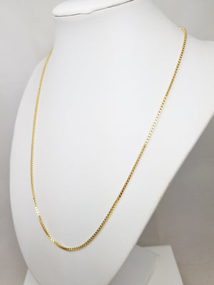 Classic 20" Solid 18k Yellow Gold Box Link Chain Necklace