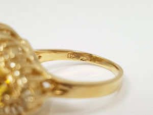 Extravagant 14k Yellow Gold Natural Gemstone Diamond Custom Ring