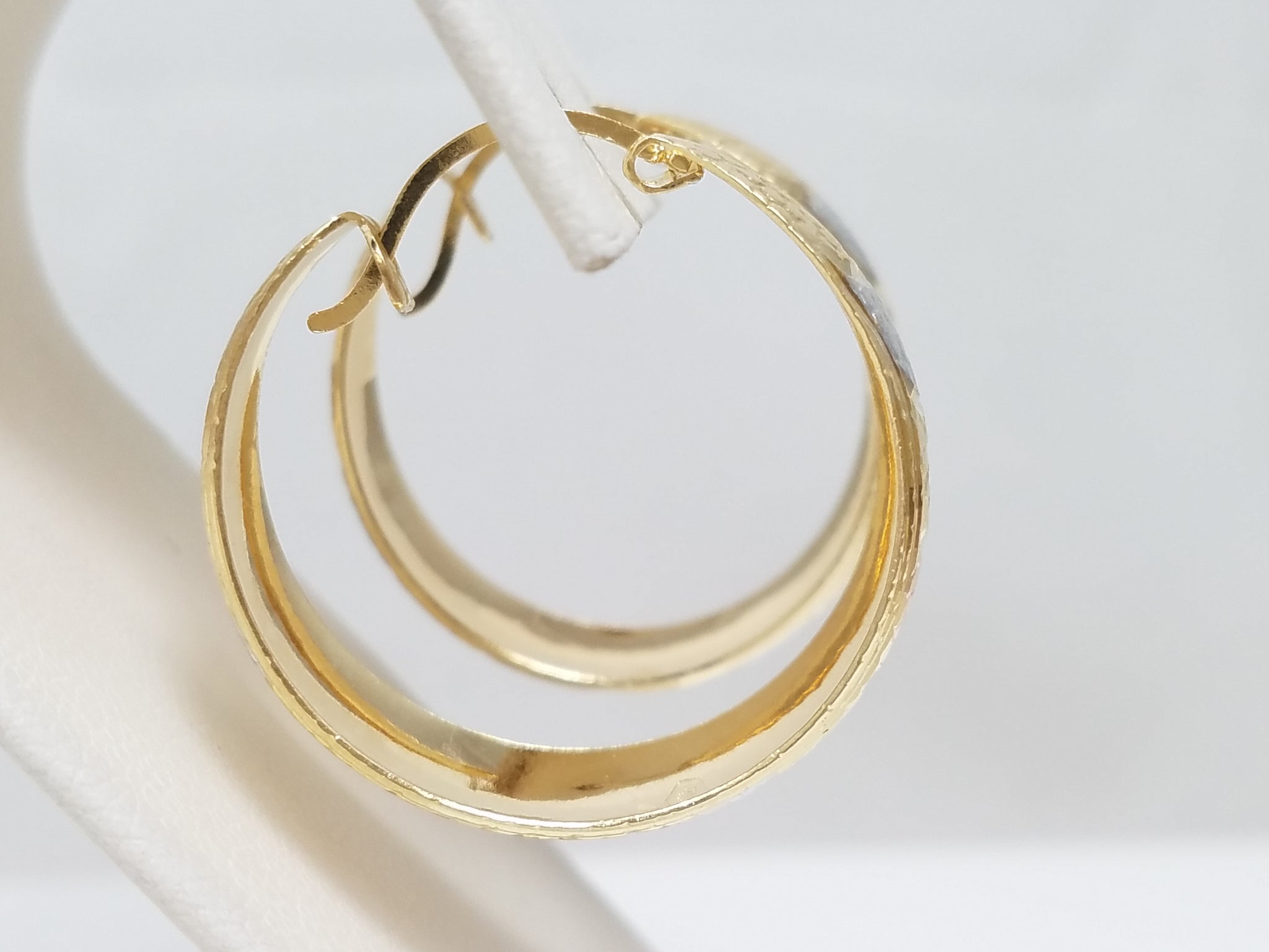 Sensational 14k Tri Color Gold Diamond Cut Hoop Earrings