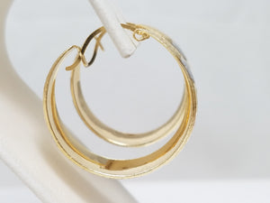 Sensational 14k Tri Color Gold Diamond Cut Hoop Earrings