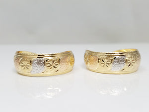 Sensational 14k Tri Color Gold Diamond Cut Hoop Earrings