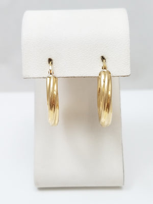 Simple 18k Yellow Gold Spiral Hollow Hoop Earrings