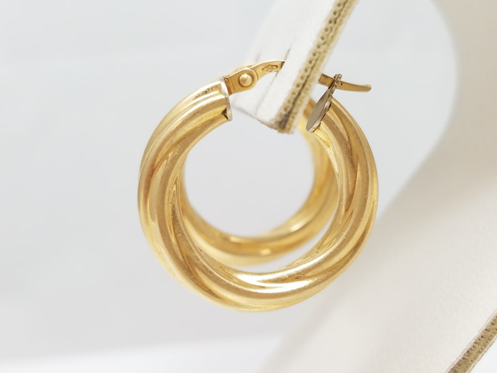 Simple 18k Yellow Gold Spiral Hollow Hoop Earrings