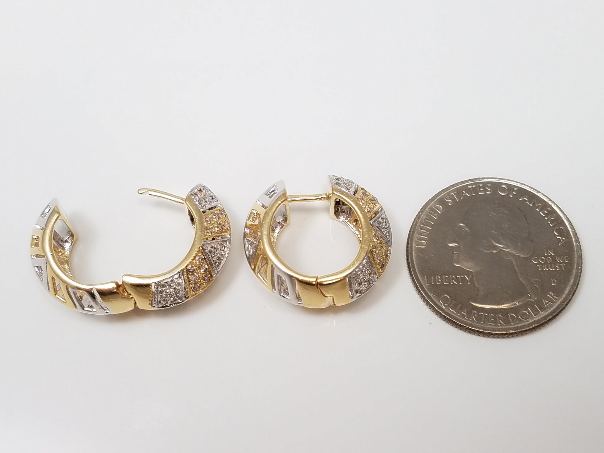 Glamorous 14k Two Tone Gold Natural Diamond Custom Hoop Earrings