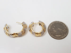 Glamorous 14k Two Tone Gold Natural Diamond Custom Hoop Earrings