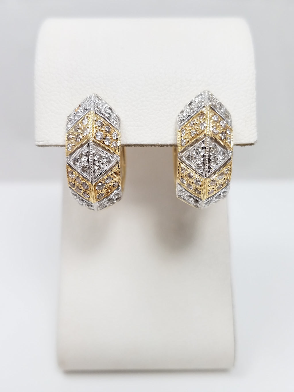 Glamorous 14k Two Tone Gold Natural Diamond Custom Hoop Earrings