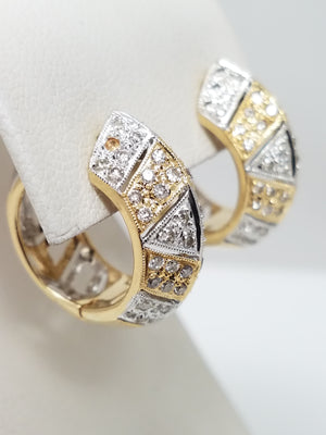Glamorous 14k Two Tone Gold Natural Diamond Custom Hoop Earrings