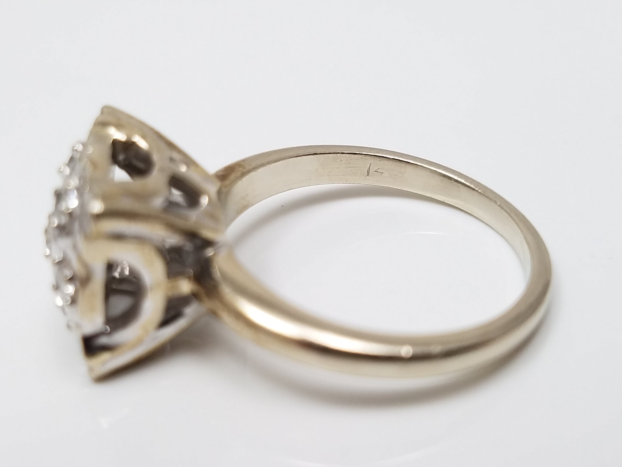 Brilliant Vintage 14k White Gold Natural Diamond Ring