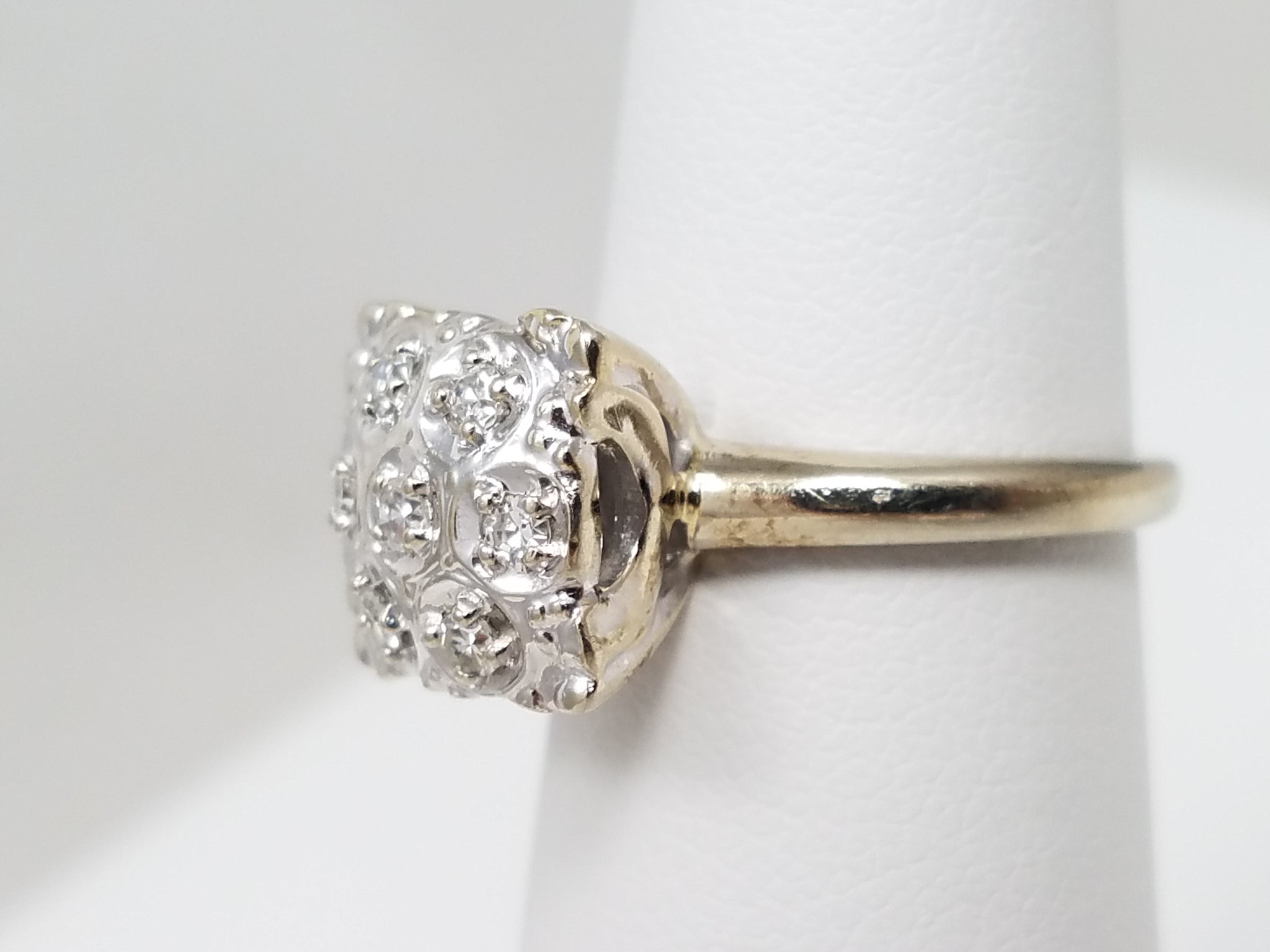 Brilliant Vintage 14k White Gold Natural Diamond Ring