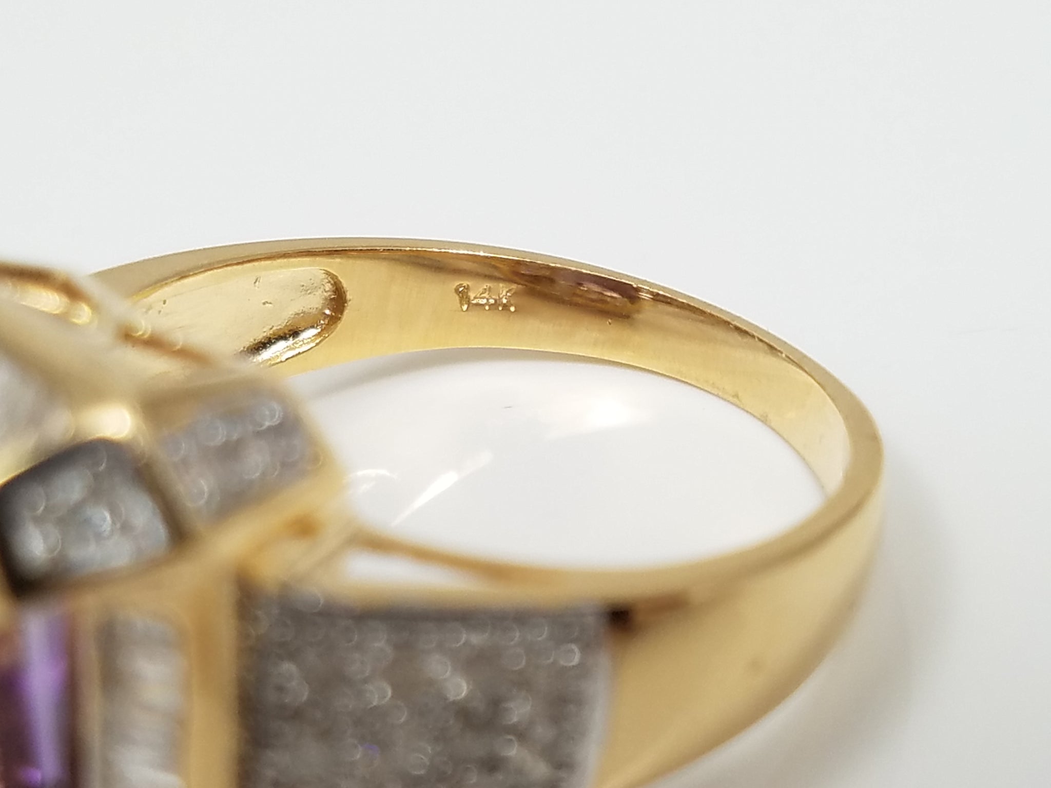 Gleaming 14k Yellow Gold Natural Ametrine Diamond Custom Ring