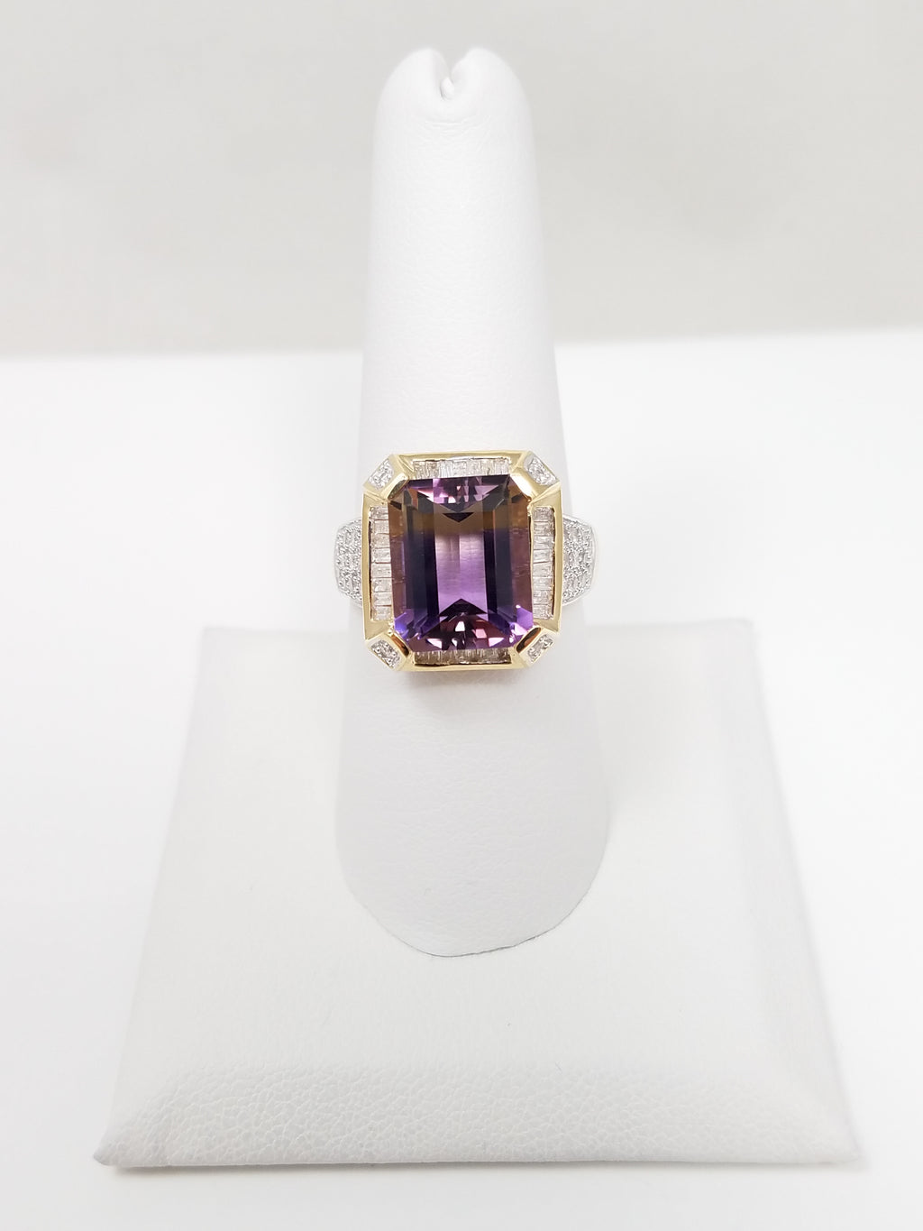 Gleaming 14k Yellow Gold Natural Ametrine Diamond Custom Ring