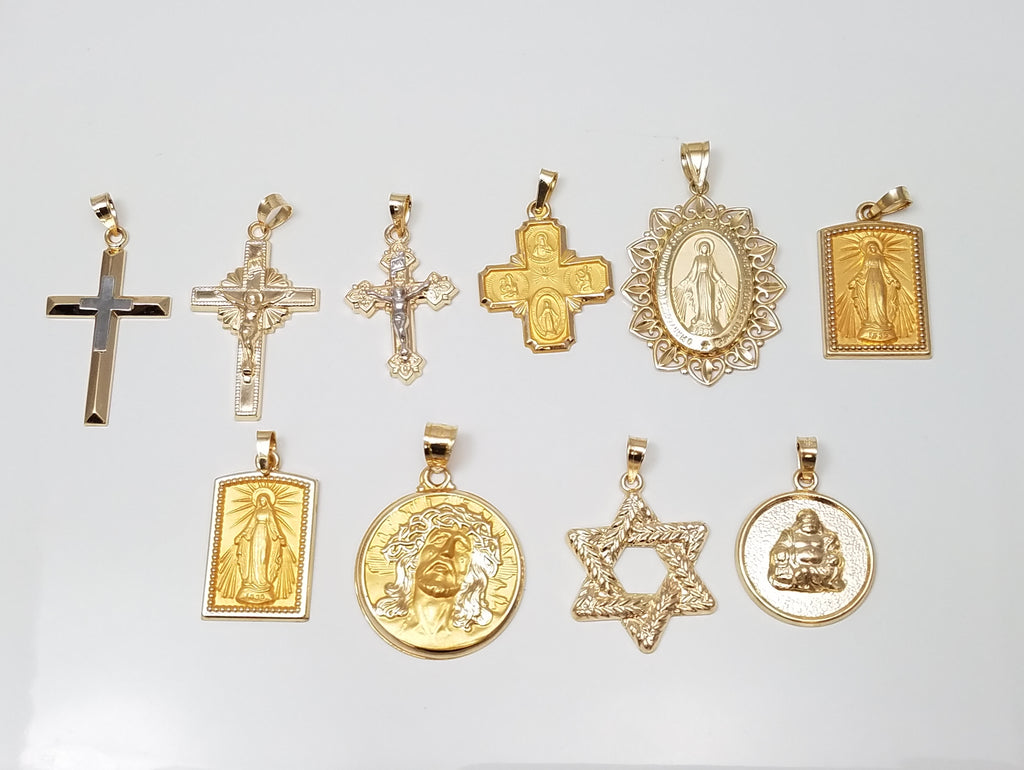 New From A Store Closing Ten New 3-D Hollow 14k Gold Religious Pendants