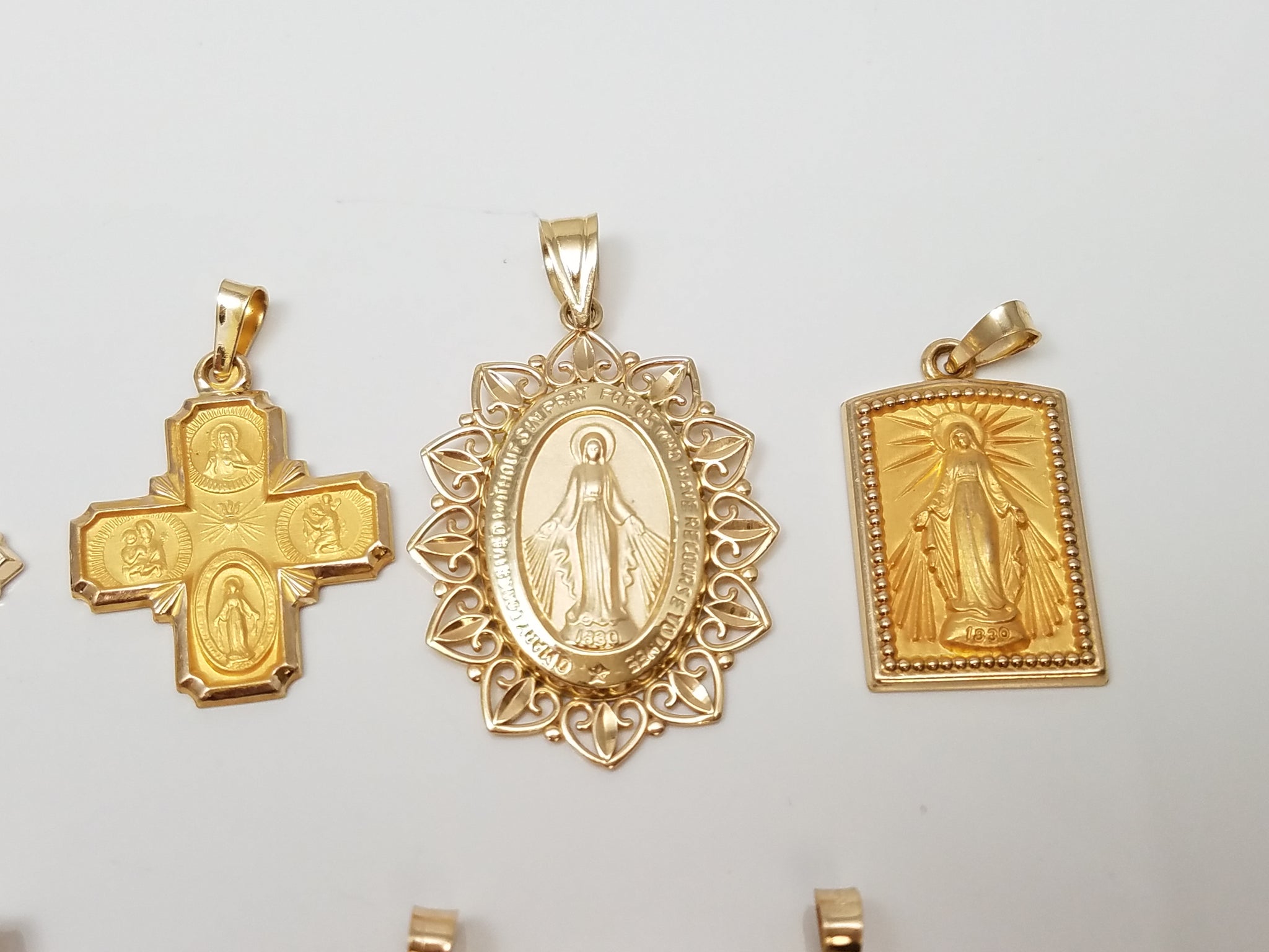 New From A Store Closing Ten New 3-D Hollow 14k Gold Religious Pendants