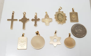 New From A Store Closing Ten New 3-D Hollow 14k Gold Religious Pendants