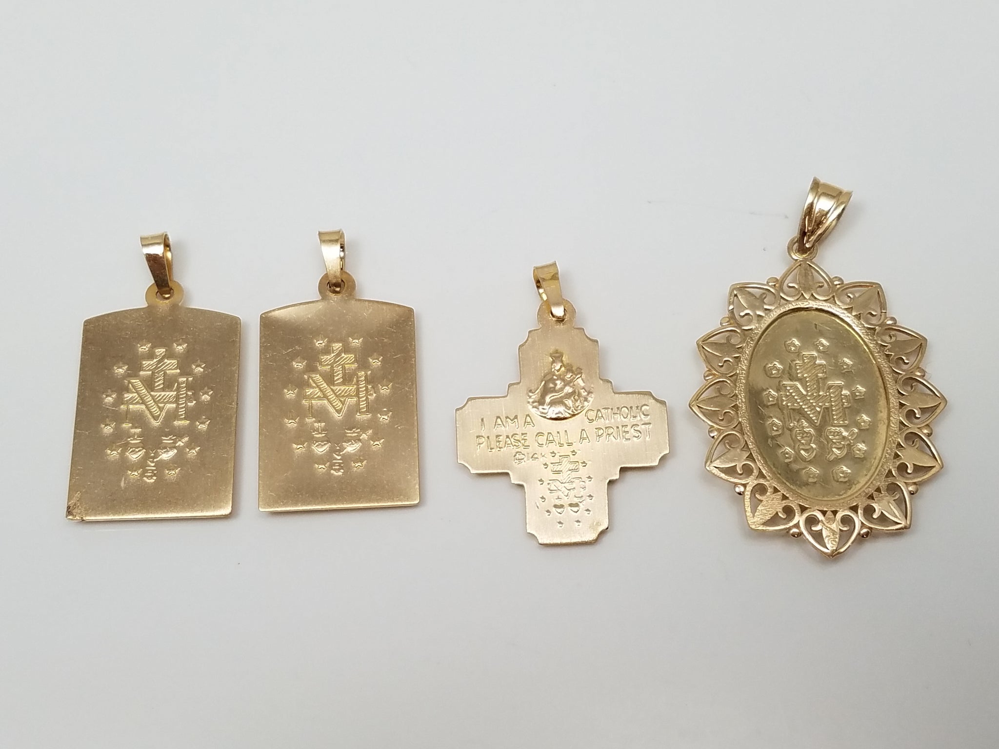 New From A Store Closing Ten New 3-D Hollow 14k Gold Religious Pendants