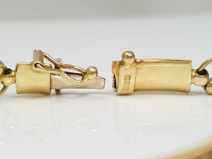 Enchanting 7.25" 14k Yellow Gold Hollow Leopard Print Enamel Bracelet