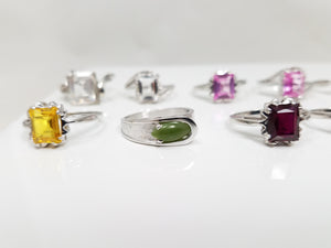 12 New Old Stock 1960-1970's Synthetic Gemstone 10k White Gold Ring Lot