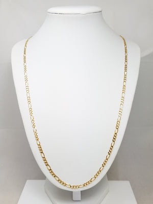 Classic 24" Solid 10k Yellow Gold Figaro Link Chain Necklace