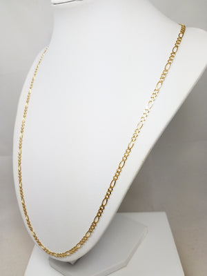 Classic 24" Solid 10k Yellow Gold Figaro Link Chain Necklace