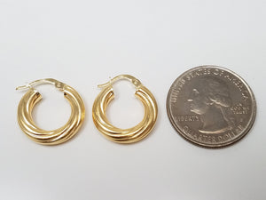Splendid 18k Yellow Gold Spiral Italian-Made Hollow Hoop Earrings
