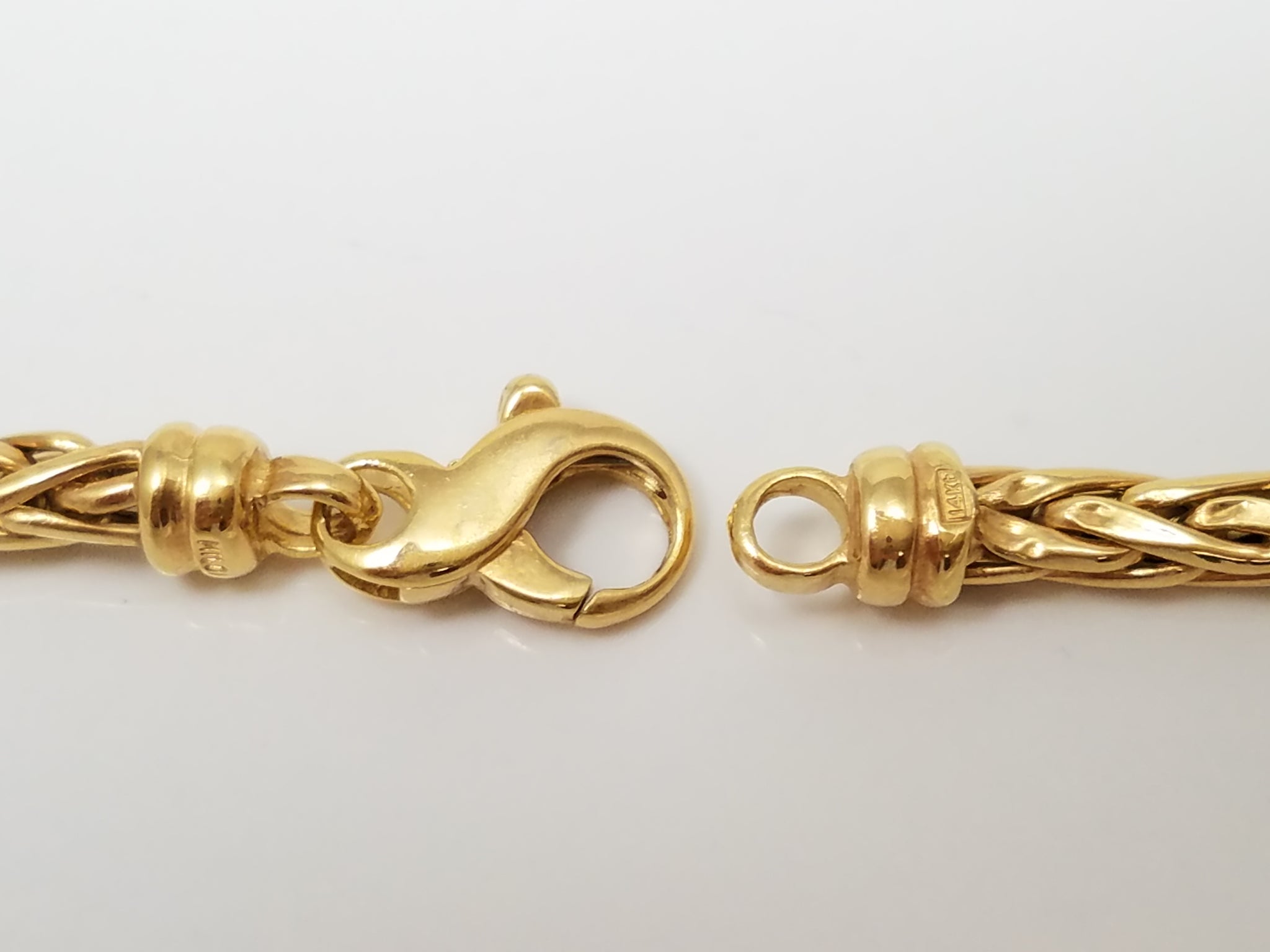 Flashy 17" Hollow 14k Yellow Gold Graduating Wheat Chain Necklace