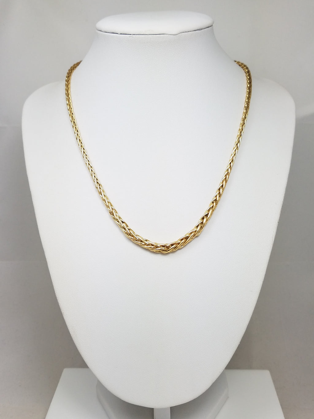 Flashy 17" Hollow 14k Yellow Gold Graduating Wheat Chain Necklace