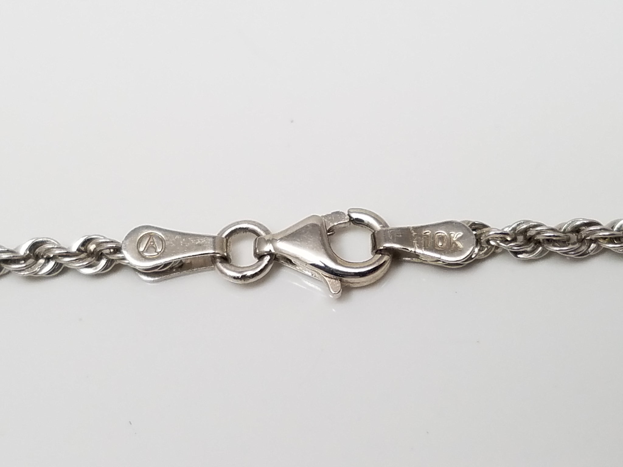 10k White Gold Hollow Rope 24" Necklace