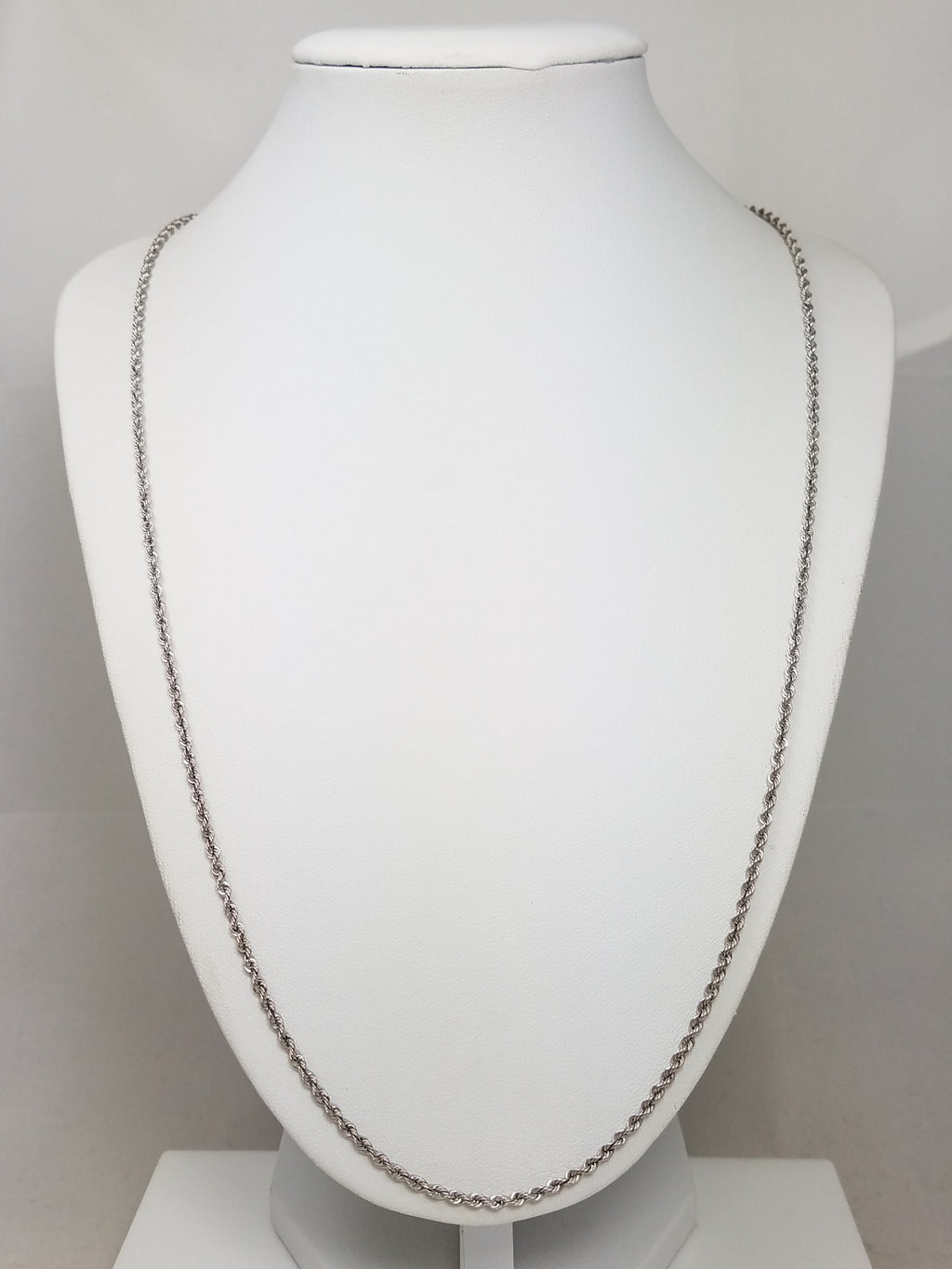 10k White Gold Hollow Rope 24" Necklace