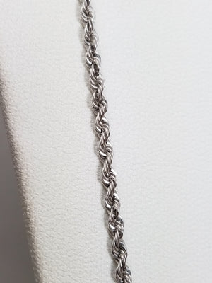 10k White Gold Hollow Rope 24" Necklace